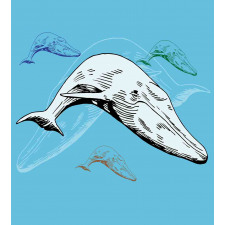Ocean Whales Hand Drawn Duvet Cover Set