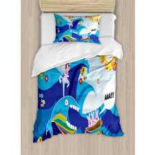 Whale Fish Rabbit Sun Duvet Cover Set