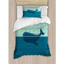 Blue Whale in the Sea Duvet Cover Set