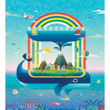Whale Rainbow Ocean Art Duvet Cover Set