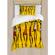 Sketchy Graphical Dancer Duvet Cover Set