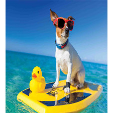 Dog Duck Surfing Duvet Cover Set