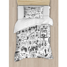 Sketch Style Gaming Duvet Cover Set