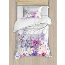 Pink Purple Flowers Duvet Cover Set