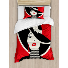 Women with Vintage Hat Duvet Cover Set