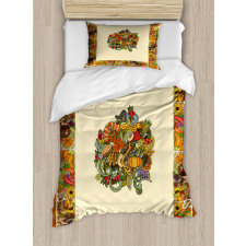 Pumpkin Wreath Bow Duvet Cover Set