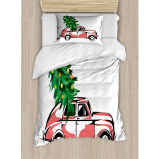 Retro Car Xmas Tree Duvet Cover Set