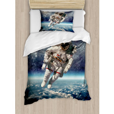 Astronaut Floats Outer Space Duvet Cover Set