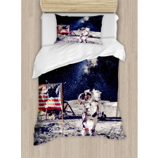 USA Flag and Astronaut Duvet Cover Set