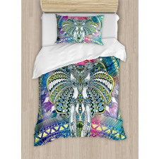 Ancient Figures Elephant Duvet Cover Set