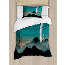 Night Sky on Mountain Duvet Cover Set