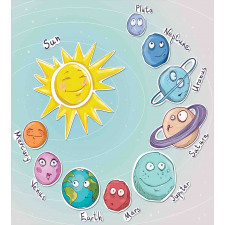 Cartoon Sun Planets Duvet Cover Set