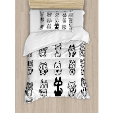 Cats with Happy Faces Duvet Cover Set