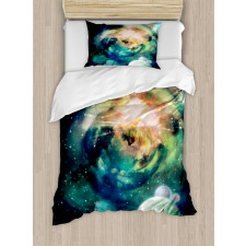 Spiral Galaxy and Planets Duvet Cover Set