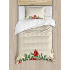 Vintage Love Red Roses Duvet Cover Set