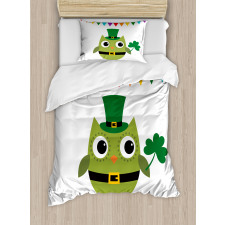 Owl Shamrock Duvet Cover Set