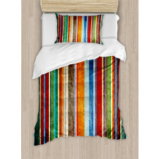 Retro Colorful Bands Duvet Cover Set