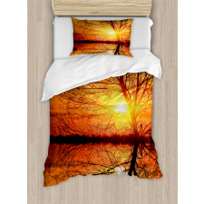 Sunset View with Trees Duvet Cover Set