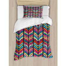 Colorful Rainbow Leaf Duvet Cover Set