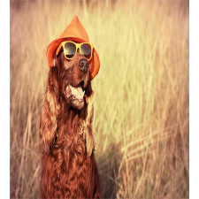Dog Wearing Hat Glasses Duvet Cover Set