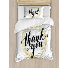 Thank You Words Leaves Duvet Cover Set