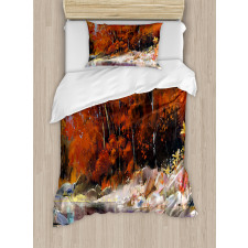 Autumn Forest with Rock Duvet Cover Set