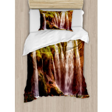 Waterfall Forest Trees Duvet Cover Set