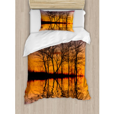 Sunset by Lake View Duvet Cover Set