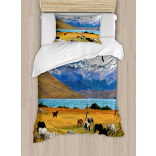 Farm Horse in Mountain Duvet Cover Set