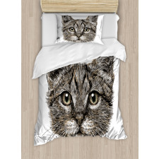 Sketchy Cat Head Duvet Cover Set