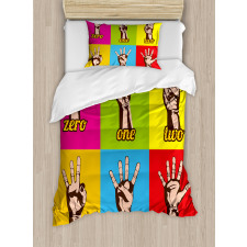 Colored Number Hands Duvet Cover Set