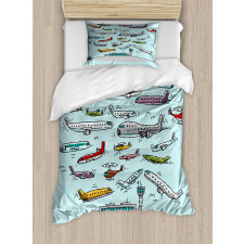 Airplanes Helicopters Duvet Cover Set