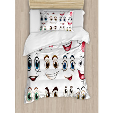 Hand Drawn Emoji Faces Duvet Cover Set