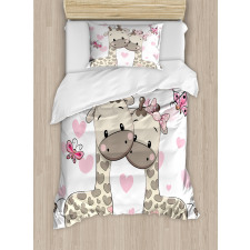 Baby Giraffes and Hearts Duvet Cover Set