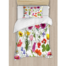 Colored Roses Tulips Duvet Cover Set