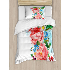 Roses Daisies Garden Duvet Cover Set