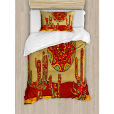 Tribal Design Cactus Duvet Cover Set