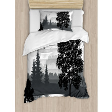 Trees Birds Cloudy Sky Duvet Cover Set