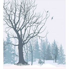Snowy Forest Trees Birds Duvet Cover Set