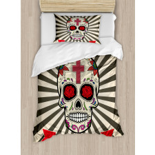 Skull on Sunburst Duvet Cover Set