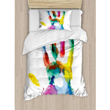 Colored Human Hand Duvet Cover Set
