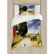 Barn and Tractor on Side Duvet Cover Set