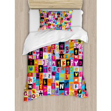 Colored Alphabet Puzzle Duvet Cover Set