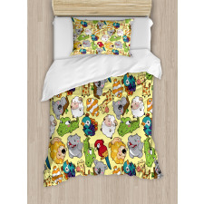 Hippo Giraffe Koala Duvet Cover Set