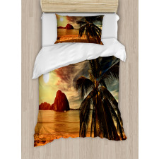 Coconut Palm Tree Beach Duvet Cover Set