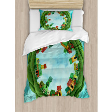 Small Town Round Artwork Duvet Cover Set