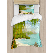 Palm Trees and Rocks Duvet Cover Set
