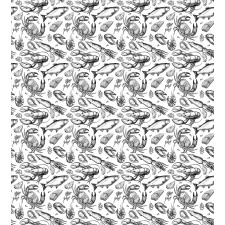 Sketchy Seafood Pattern Duvet Cover Set