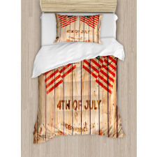 Wooden Planks Flag Duvet Cover Set
