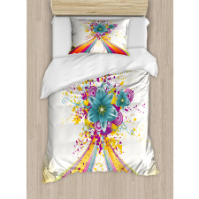 Rainbow Colored Buds Duvet Cover Set